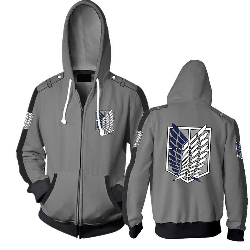 Premium Attack On Titan Hoodie Hooded Sweater Sweatshirt Zipper Coat Cosplay Costume For Fans