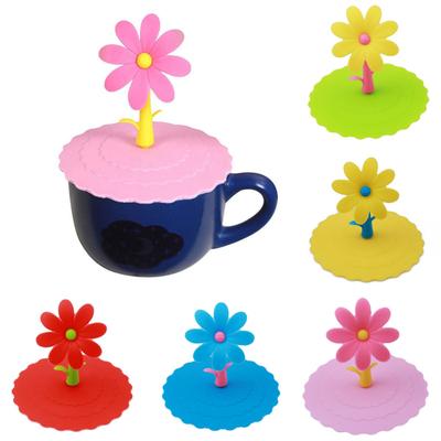 1Pc Cute Dustproof Reusable Silicone Cartoon Flower Mug Cup Bow Cover