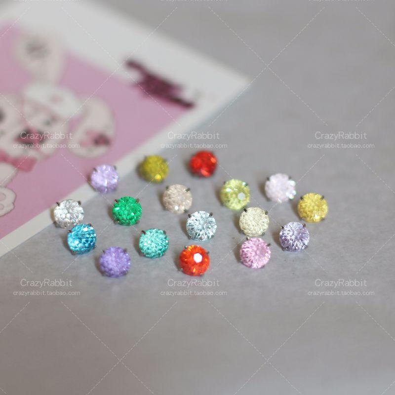 

Crazyrabbit 5mm Flash Fireworks Cut Zircon Titanium Alloy Ear Studs Earrings Spiral Pin Ear Bone Stud Single bit pin 5mm Paraiba without base [one]]