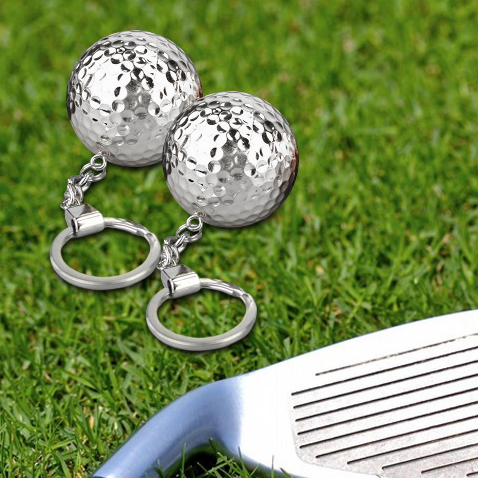 

2 шт. брелок для ключей с мячом для гольфа, автомобильный металлический брелок для ключей, подвеска для багажных бирок серебряный