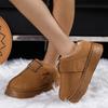 Women Winter Large Size Round Toe Thick Sole Snow Boots Casual Short Tube Thick Velvet Warm Cotton Shoes Solid Color 36-41