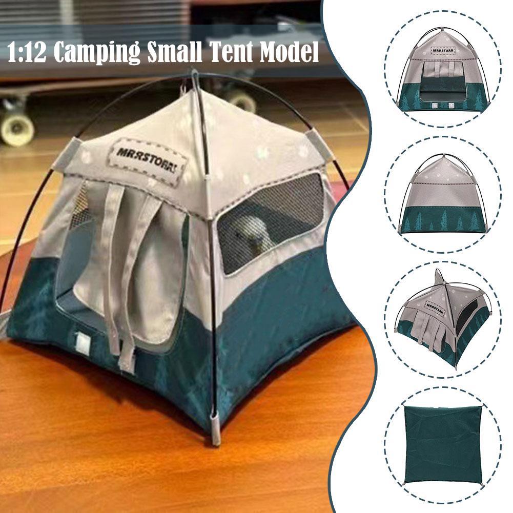 18.5cm Scale Camping Tent Model Decoration Simulated Outdoor Tent Ornament Miniature Scene Accessories Doll Small Tent Toy Gift