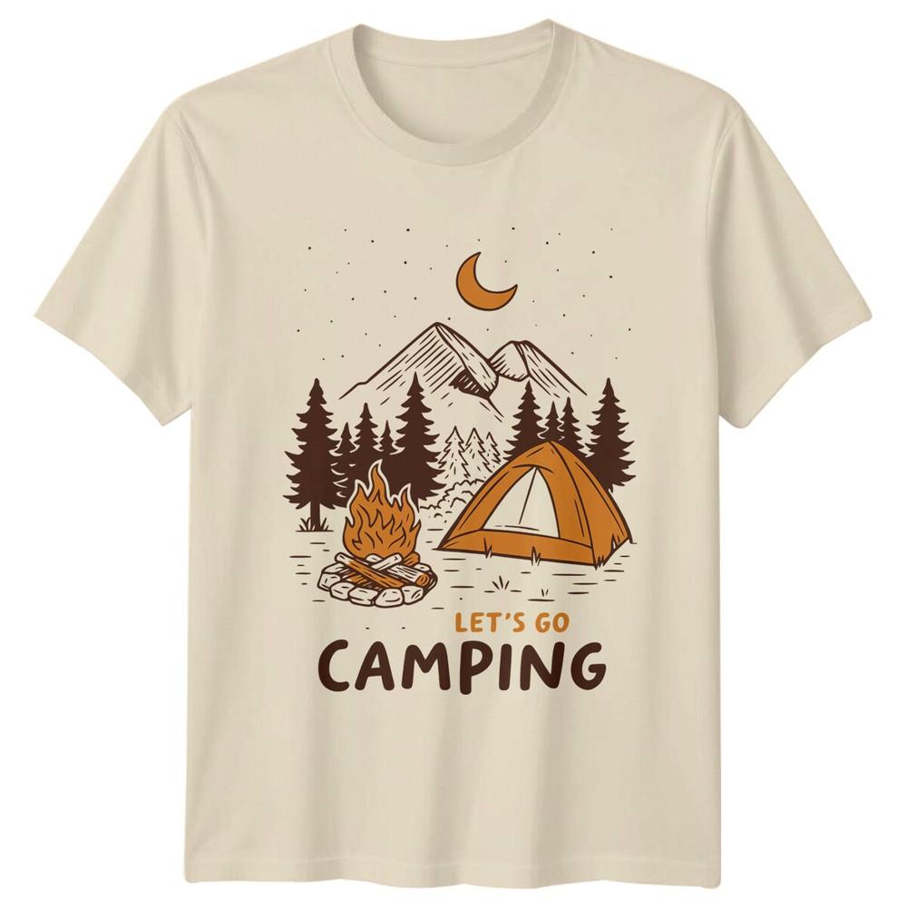 Lets Go Camping Mountain Scene Unisexs TShirt Unisexs Tee Graphic Unisex Top