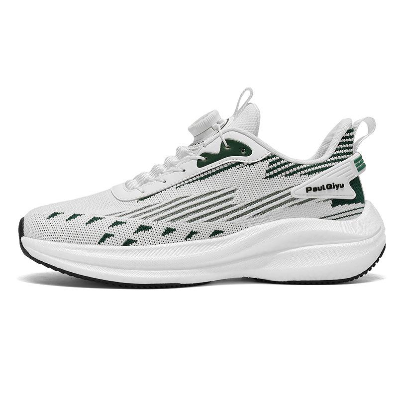 2024 New Rotating Buckle Flying Woven Mesh Casual Sports Running Men's Shoes Large Size Shoes Fashionable and Versatile Outdoor