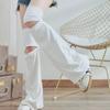 Women Punk Hollowed Out Thgh High Flared Leg Warmers Over Knee Long Socks Solid Color Leg Covers Stockings Streetwear