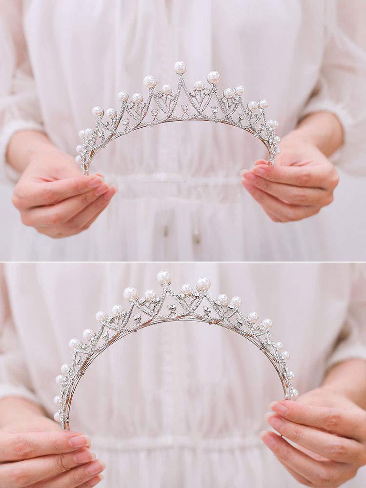 Cemellia Kinder-Krone Blume Tiara Haarschmuck, Formell, Kristall- und Perlen-Haarschmuck, Funkelnd, Perfekt für Hochzeiten, Aufführungen,