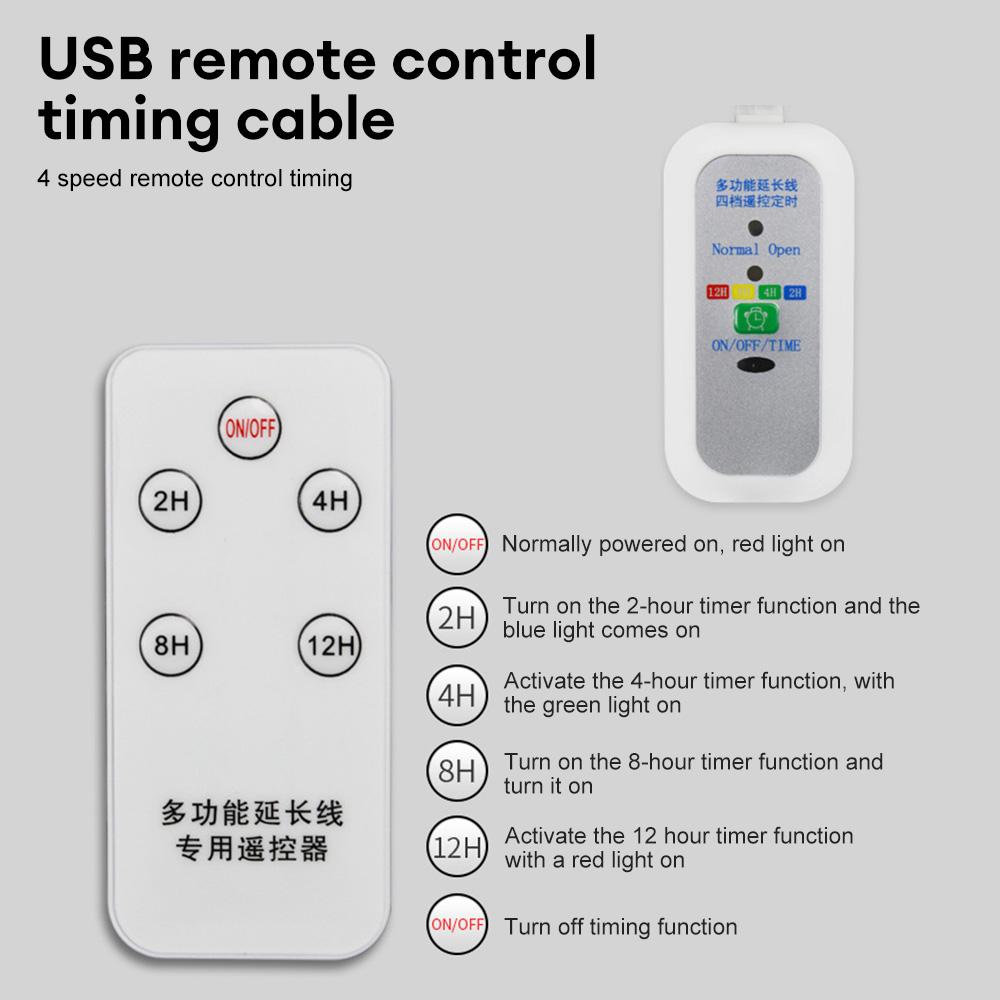 1.5m 5V 2-12 Hour Timing Power Cable Remote USB Extension Power Cable with On/Off Switch for USB LED Lamp Desk Fan Night Light
