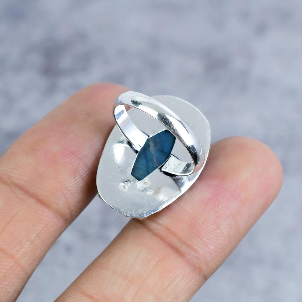 Labradorite Gemstone Handmade 925 Sterling Silver Jewelry Ring Size 8 M-2570