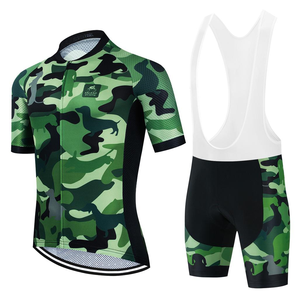 2022 New Camouflage Team Triathlon Cycling Jersey Set Bicycle Clothing Men's Wear Breathable Short Sleeve Shirt Bike Bib Shorts