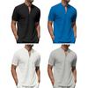 Men Stand Collar Shirt Short Sleeve Color Pullover Zipper Top with Solid Breathable Fitness Tee for Sports Travel Office
