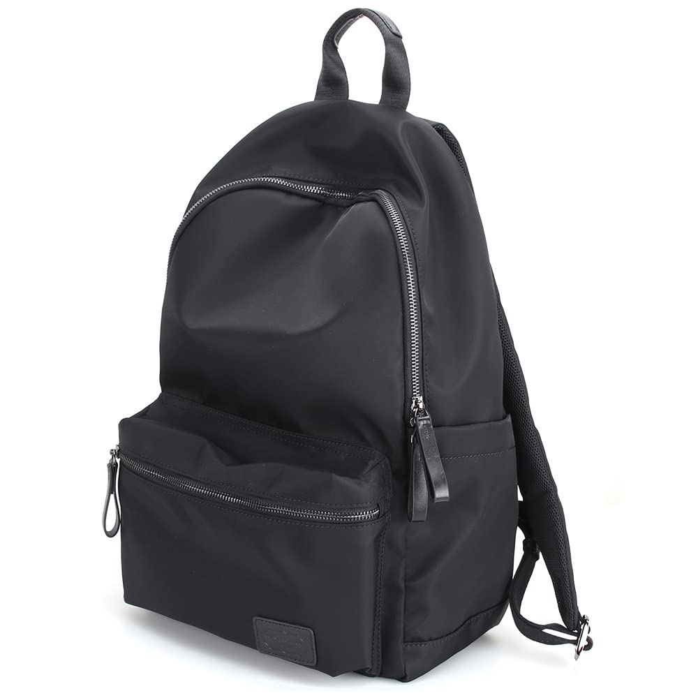 Camélia de Amour Damen-Businesstasche, Rucksack aus Nylon und echtem Leder, Perfekt für den Weg zur Arbeit oder zur Schule, Größe 115, SchwarzSchwarz