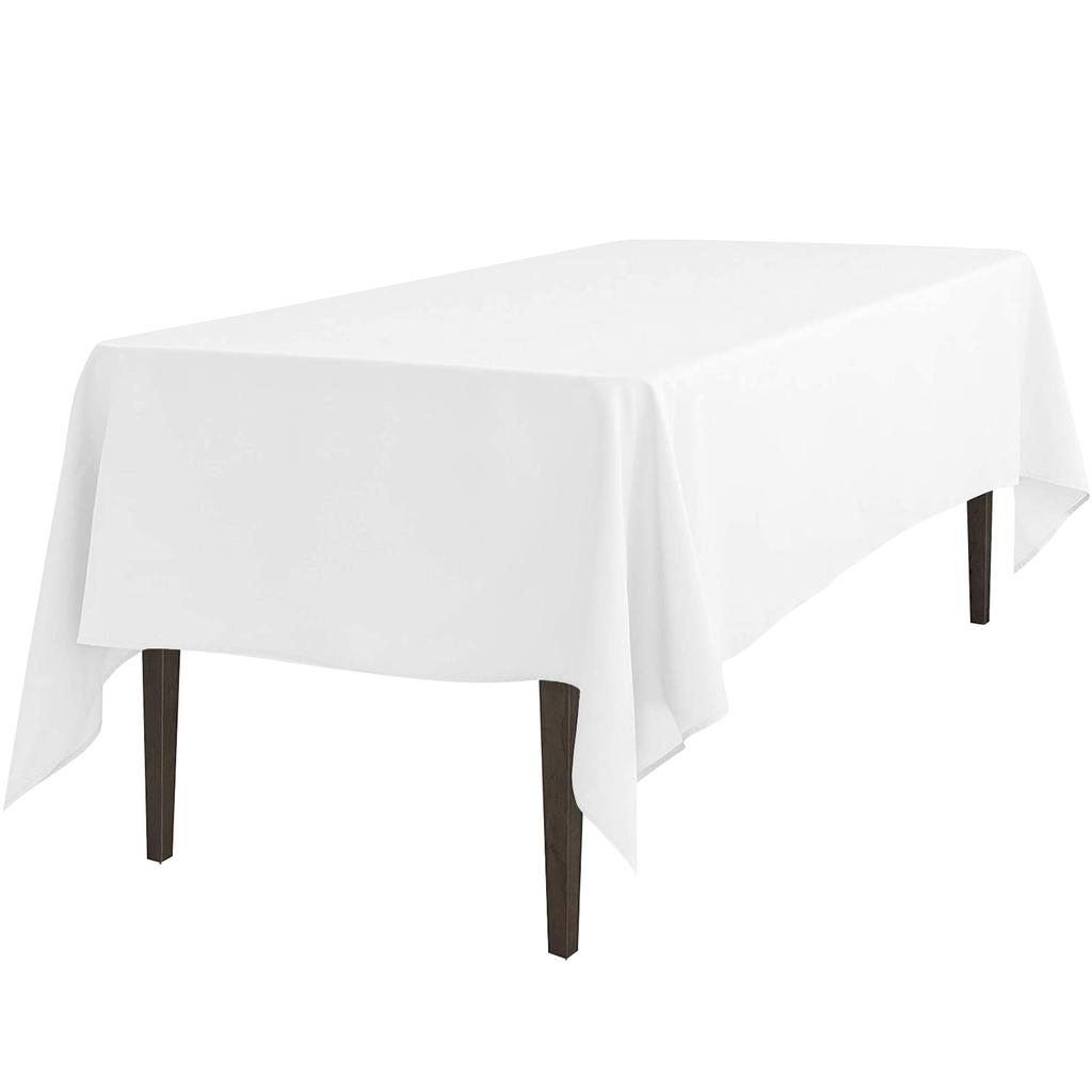 READOR 12Pcs Rectangle Tablecloth Washable Polyester White Party Banquet Wedding Table Cloths for Events