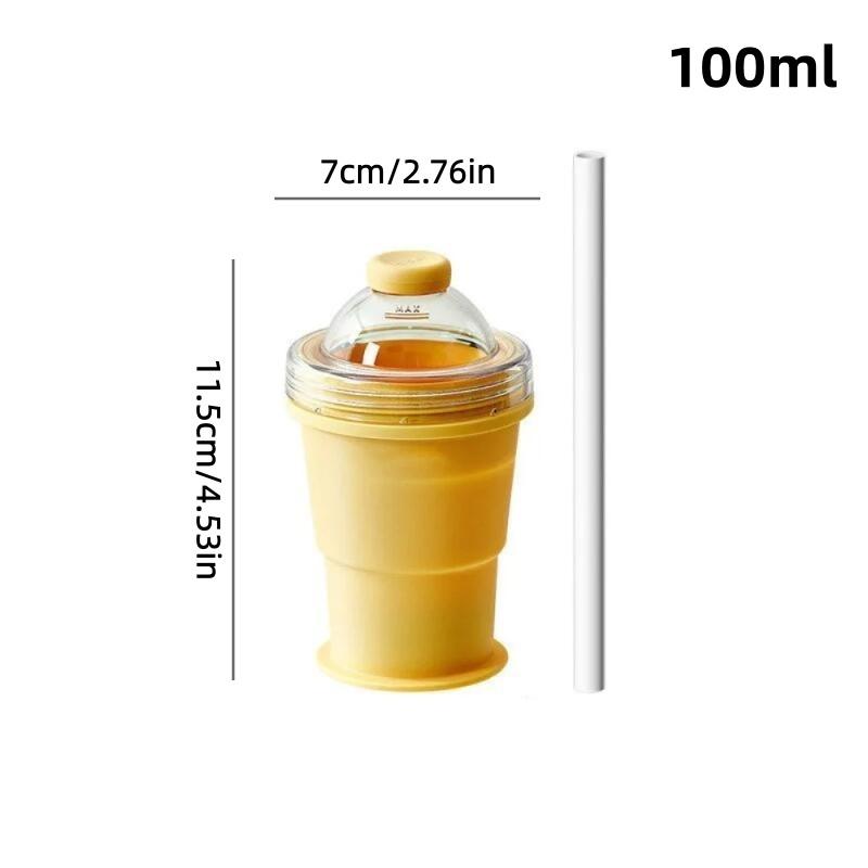 

Portable Foldable Ice Ball Cup with Built-in Straw Drink Cup Water Bottle Food-Grade Silicone Ice Maker Mold Summer Outdoor Cup S