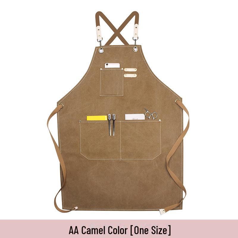 Custom Logo Floral Canvas Apron for Milk Tea, Baking, Kitchen, and Barber Use - Thickened for Men and Women