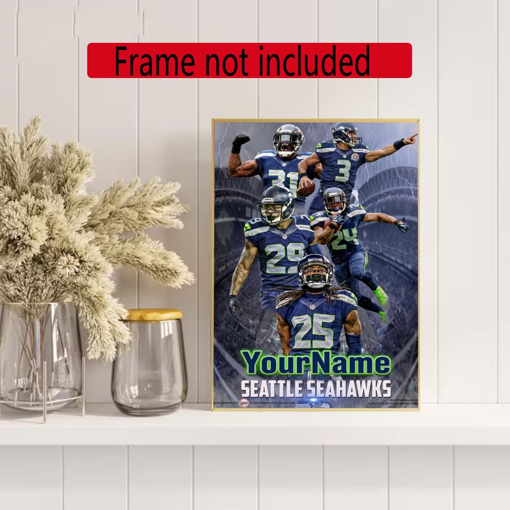 Seattle Seahawks Customize Text Diamond Painting Round Diamond Mosaic Suitable For Beginners Diamond Painting Rhinestones Gift Frameless