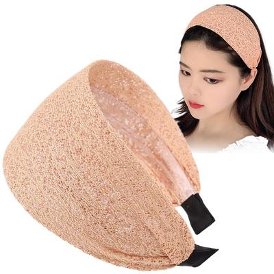Modisches Breites Spitzenstirnband Anti-Rutsch-Design Stilvolle Breite Gestickte Borte Damen Strick Haaraccessoires Eleganter Stil