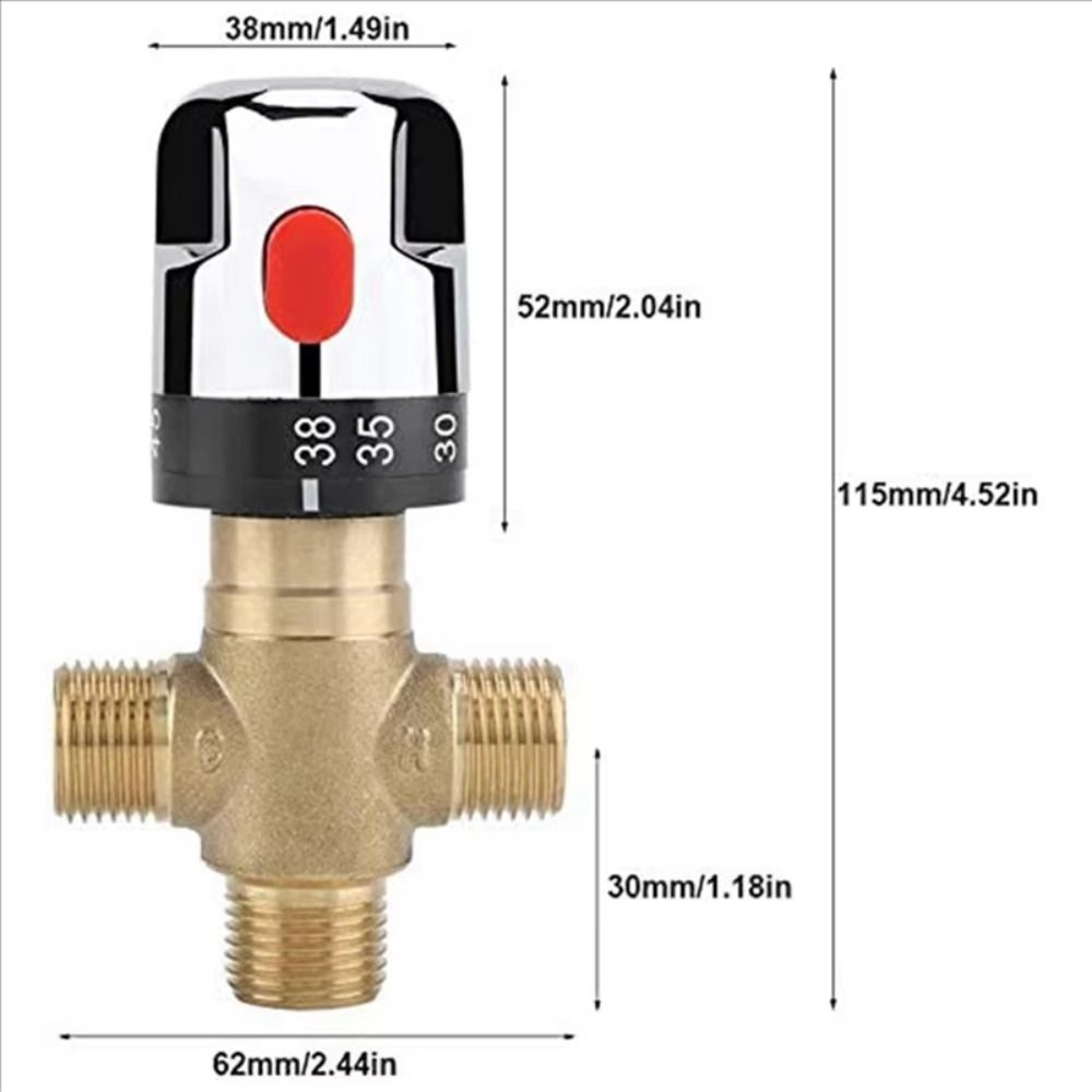 3Way Thermostatic Mixing Valve Solid Brass Temperature Control Valve Bathroom Faucet