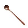 Natural BPA Free Long Handle Wooden Soup Spoon Round Smooth Scoop for Kitchen Porridge Dessert Tea Coffee Serving