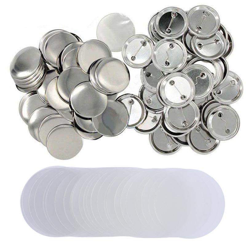 30/60/90set 37mm Blank Badge Pin Button Maker Making Parts Supplies DIY Button Consumables Iron Top Bottom Plastic Film TMZ