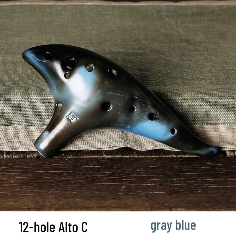12-Hole Alto AC Tone Smoked Ocarina for Beginners & Professionals – Folk Instrument for Teaching & Performance.