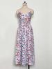 2023 Summer Bestseller: Women's V-neck Spaghetti Strap Print Dress - European & American Style, Waist-Cinching Design