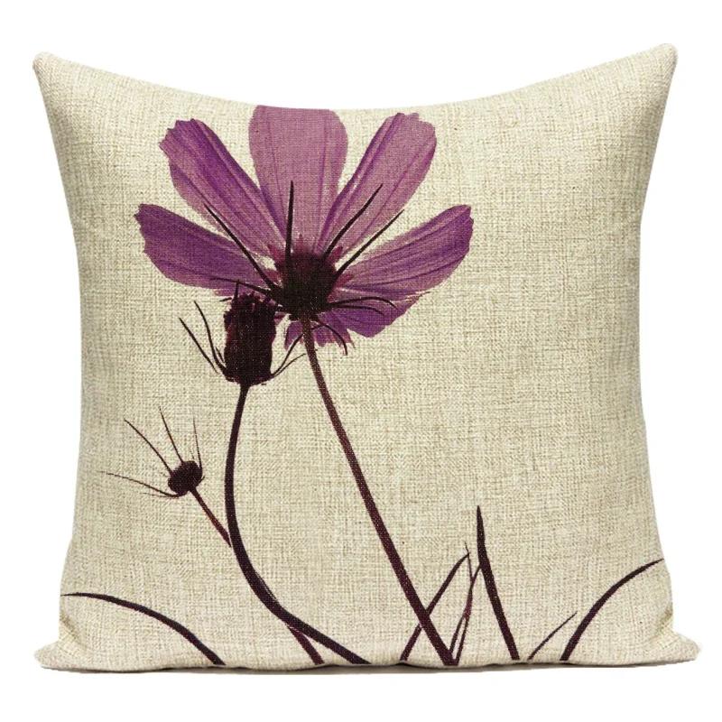 Vintage Flower Printed Throw Pillow Cover Sofa Chair Cushion Covers Home Decorative For Chair Seat Bedroom Square Pillowcase