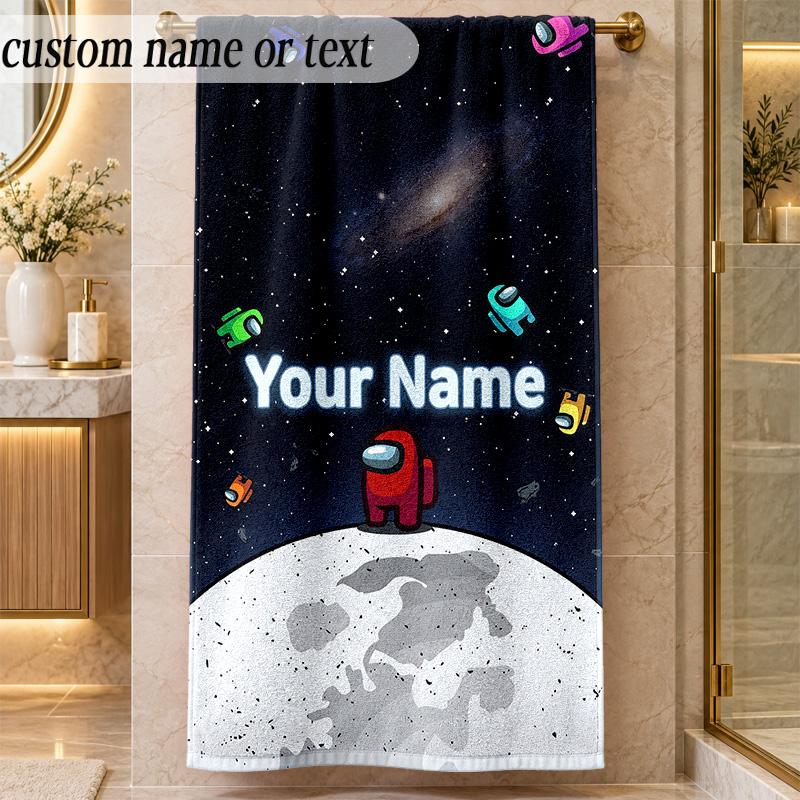 Beach TowelAmong Us Custom Name Text Personalized Soft Towel for Beach Pool Indoor Home Decor Gift