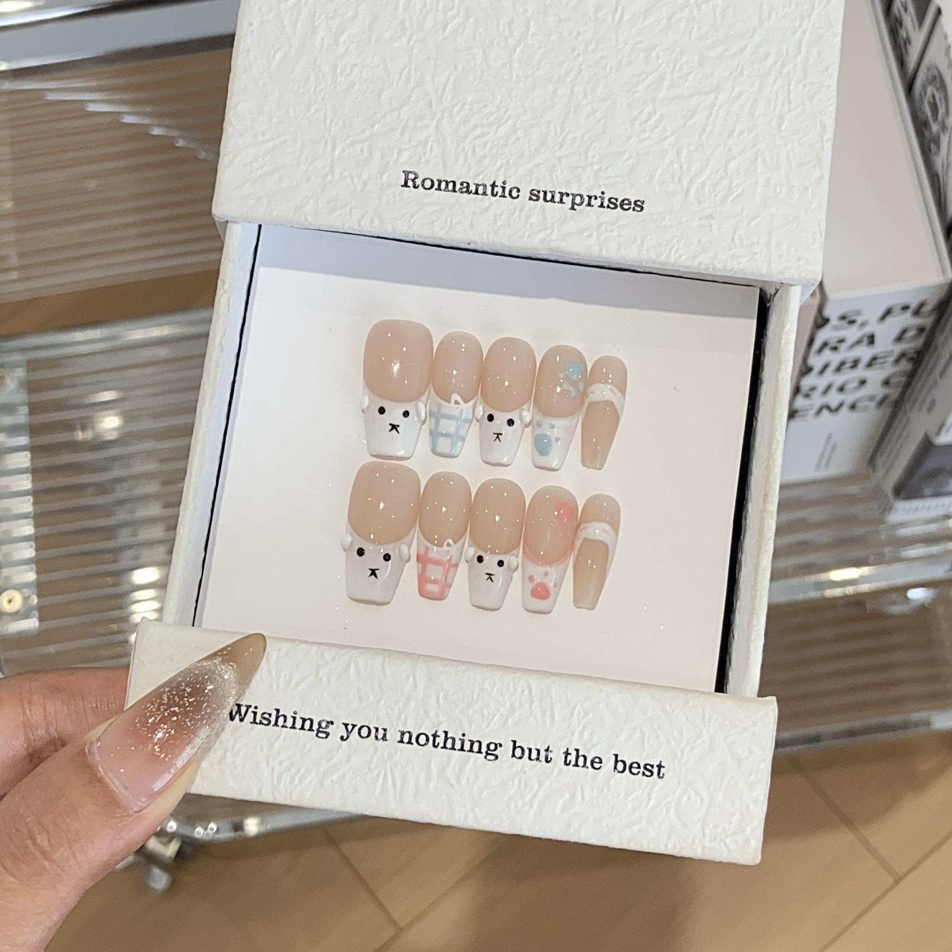 

Чисто ручная роспись, мультяшные кошачьи когти, милое девичье сердечко, трехмерные собачьи, повседневные съемные ногти L