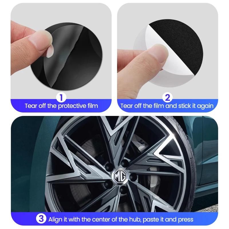 4pcs 56mm Car Aluminum Logo Wheel Center Hub Cap Badge Sticker Accessories For MG 7 6 5 ZS MG4 EV ONE Cyberster HS MG3 EZS GS 3SW