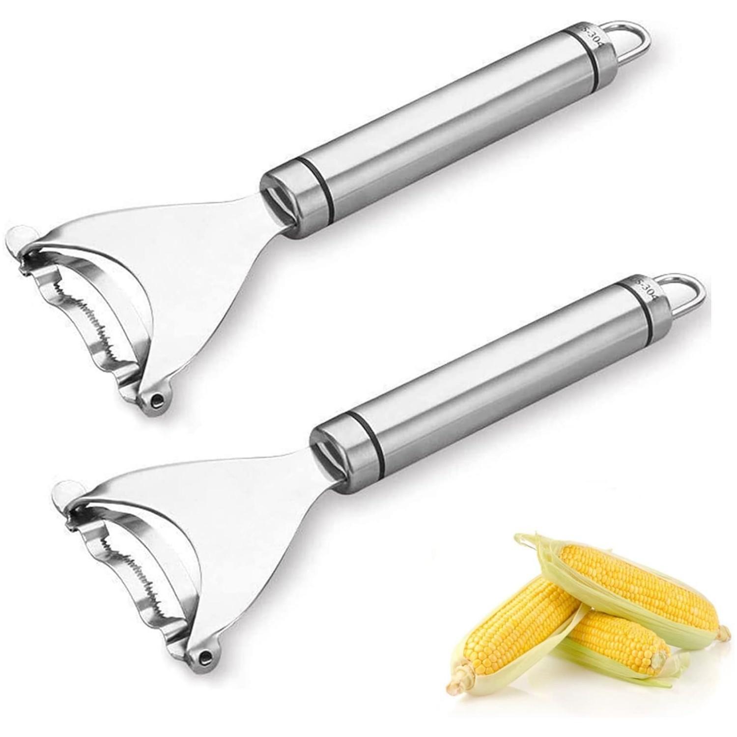 

2PCS Corn Planer Cutter Thresher Peeler Corn Cob Stripper Tool Stainless Steel Thresher Cob Remover Tool with Ergonomic Handle