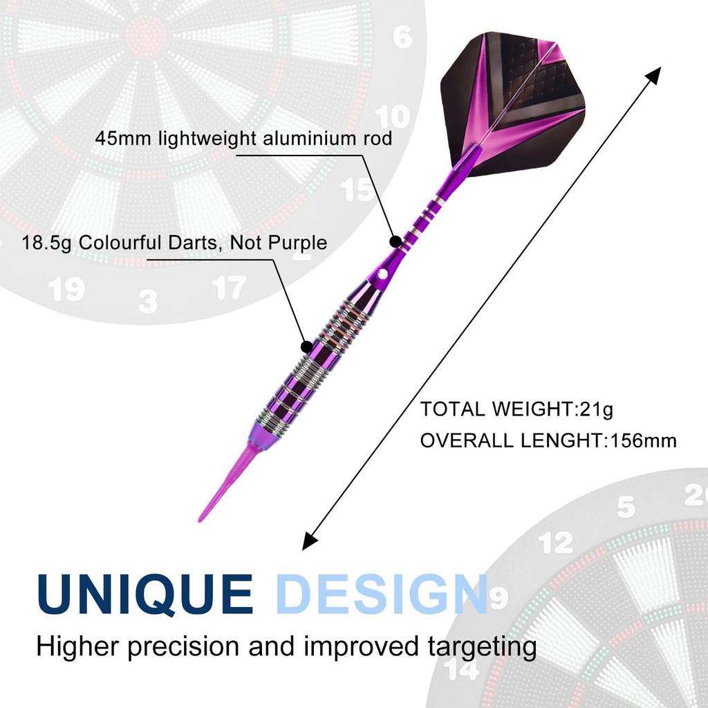 Soft Dart Set, 2BA, Copper Arrows with High Friction, Ideal for Beginners (Purple)
