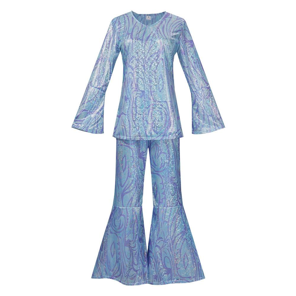 Disco Party Costume Set For Women With Polyester Fabric For Halloween And Cosplay Events