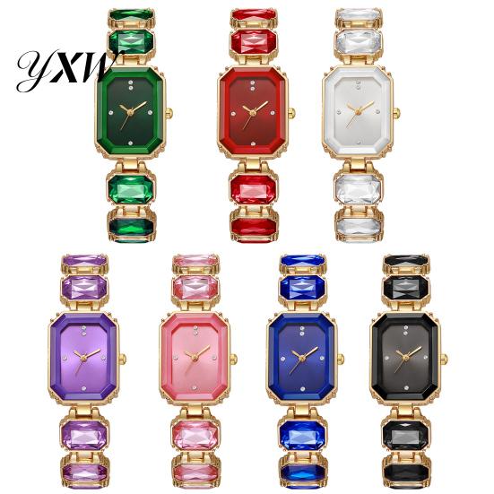 Date Night Uhr für Damen Armband Quarz Funkelnder Strass Rechteckiges Zifferblatt Faux Diamant Armbanduhr Elegante Schmuck Uhr