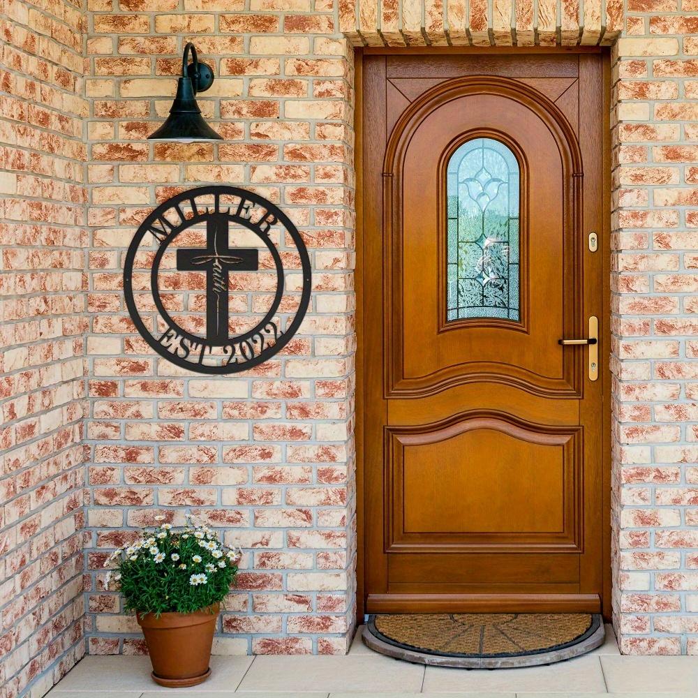 Personalizable Metal Cross Wall Decor, Hanging Sign for Home Door Outdoor Party Scene, Valentine Gift