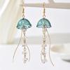Dreamy Blue Jellyfish Tassel Charm Earrings for Women Handmade Crystal Long Pendant Earrings Summer Aesthetic Jewelry Gifts
