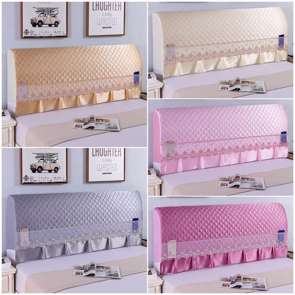 Stretchy Quilted Bed Head Cover With Lace Storage Wrinkle-resistant And All-inclusive