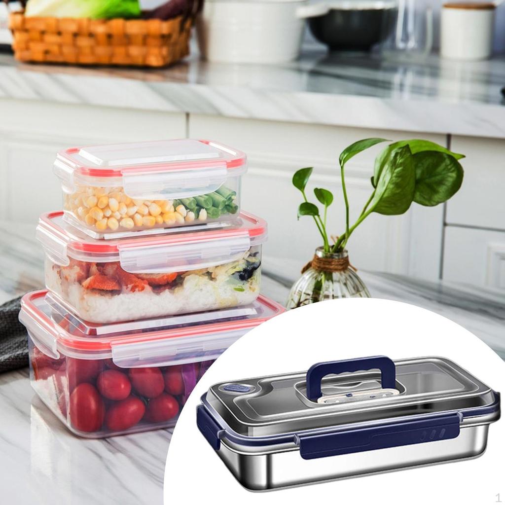 Stainless Steel Lunch Box Food Container Rectangle Stackable Lightweight Refrigerator Storage