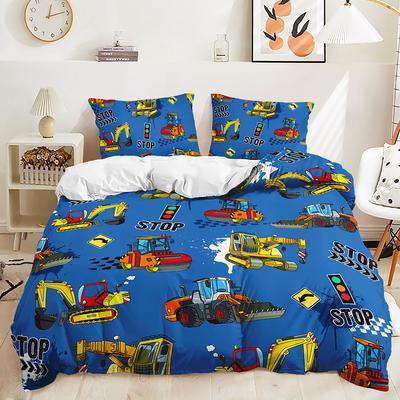 Three-Piece Bulldozer Large Truck Quilt Cover Two-Piece Bedding Kit