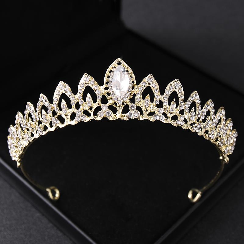 Gold Color Crystal Tiaras and Crowns Headband for Women Party Rhinestone Bridal Wedding Hair Accessories Jewelry Crown Tiara