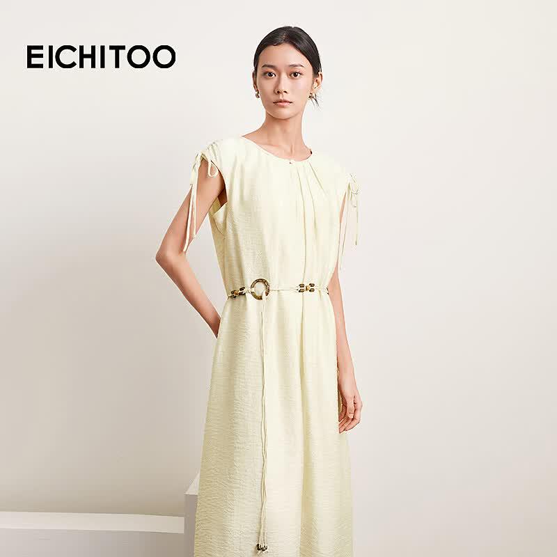 EICHITOO Women s Lyocell Jacquard Sleeveless Long Dress S