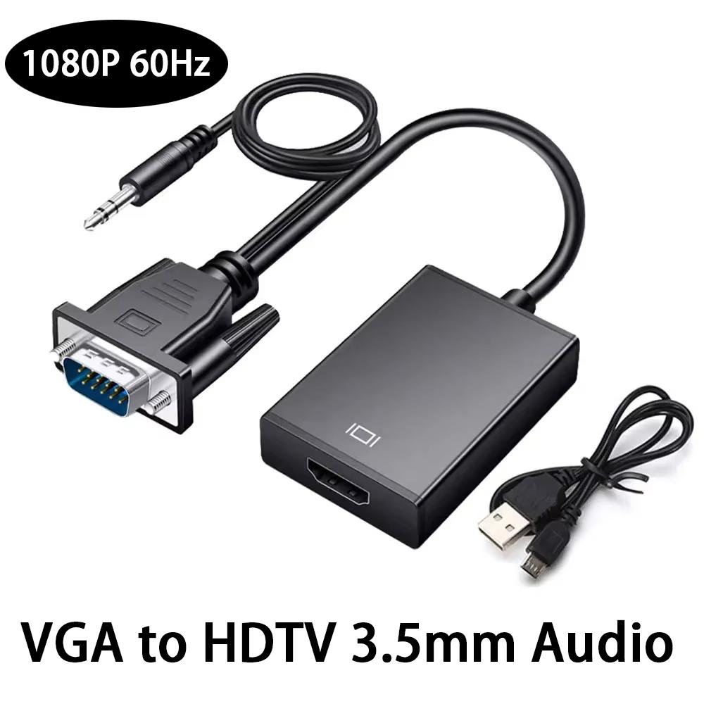 1080P VGA to HDMI Converter Full HD Cable with 3.5mm Audio Output HDMI-compatible Adapter for PC laptop to HDTV Projector