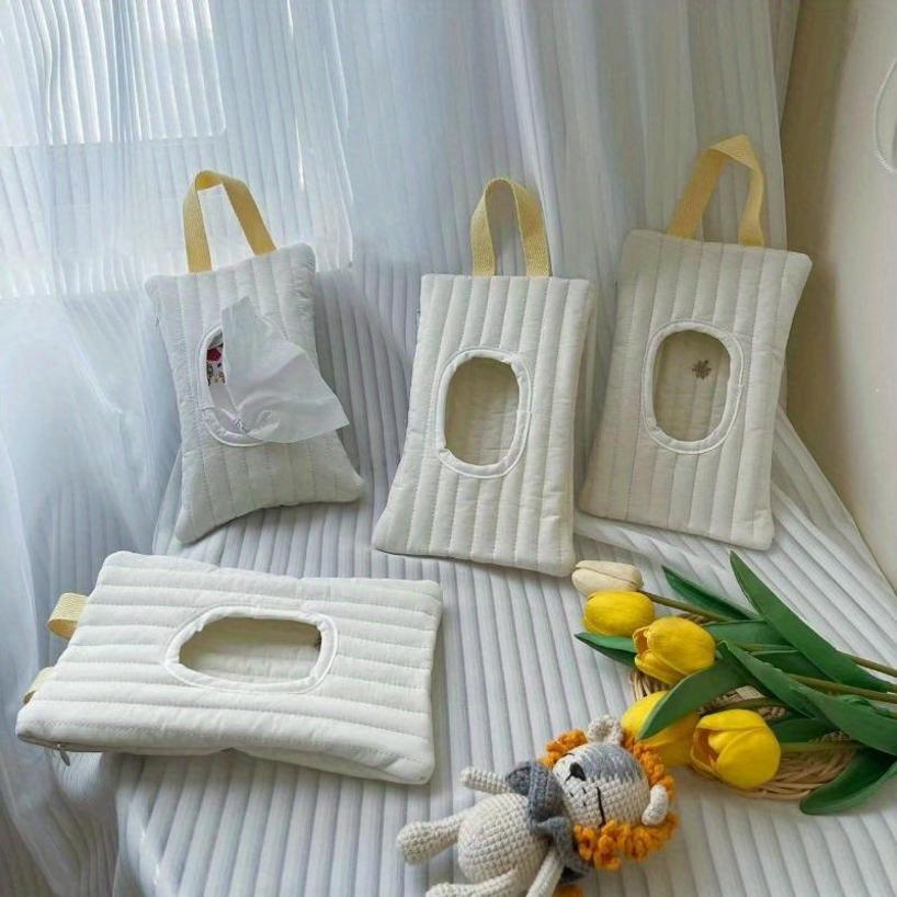 1 Pcs Embroidered Tissue Cover Removable Tissue Bag Paper Holder Storage Cotton Tissue Box Wet Tissue Storage Bag Convenient