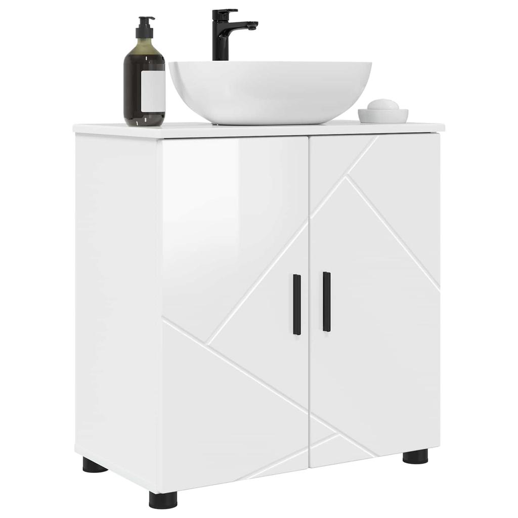 Bathroom Cabinet with Storage Glossy White 61 X 35 X 64 Cm