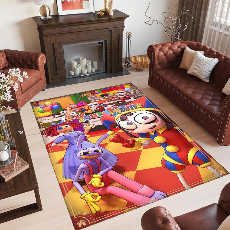 Personalized Crystal Velvet Carpet Custom Name Text,The Amazing Digital Circus Anti Slip Area Rug For Home Decoration