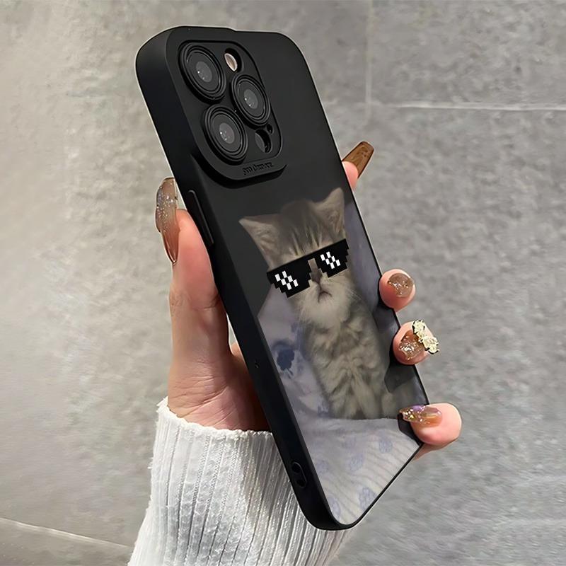 Mosaic Fashion Cat Pattern Phone Case Suitable for iPhone 17 16 15 14 13 12 11 Pro/Max/Plus Anti Drop and Anti Shock Back Cover