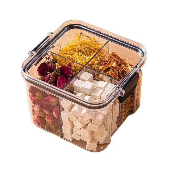 Airtight Food Storage Box Sealed Transparent Multi-Compartment Container Stackable Food Canister for Kitchen Pantry Loose Tea Leaves Spices