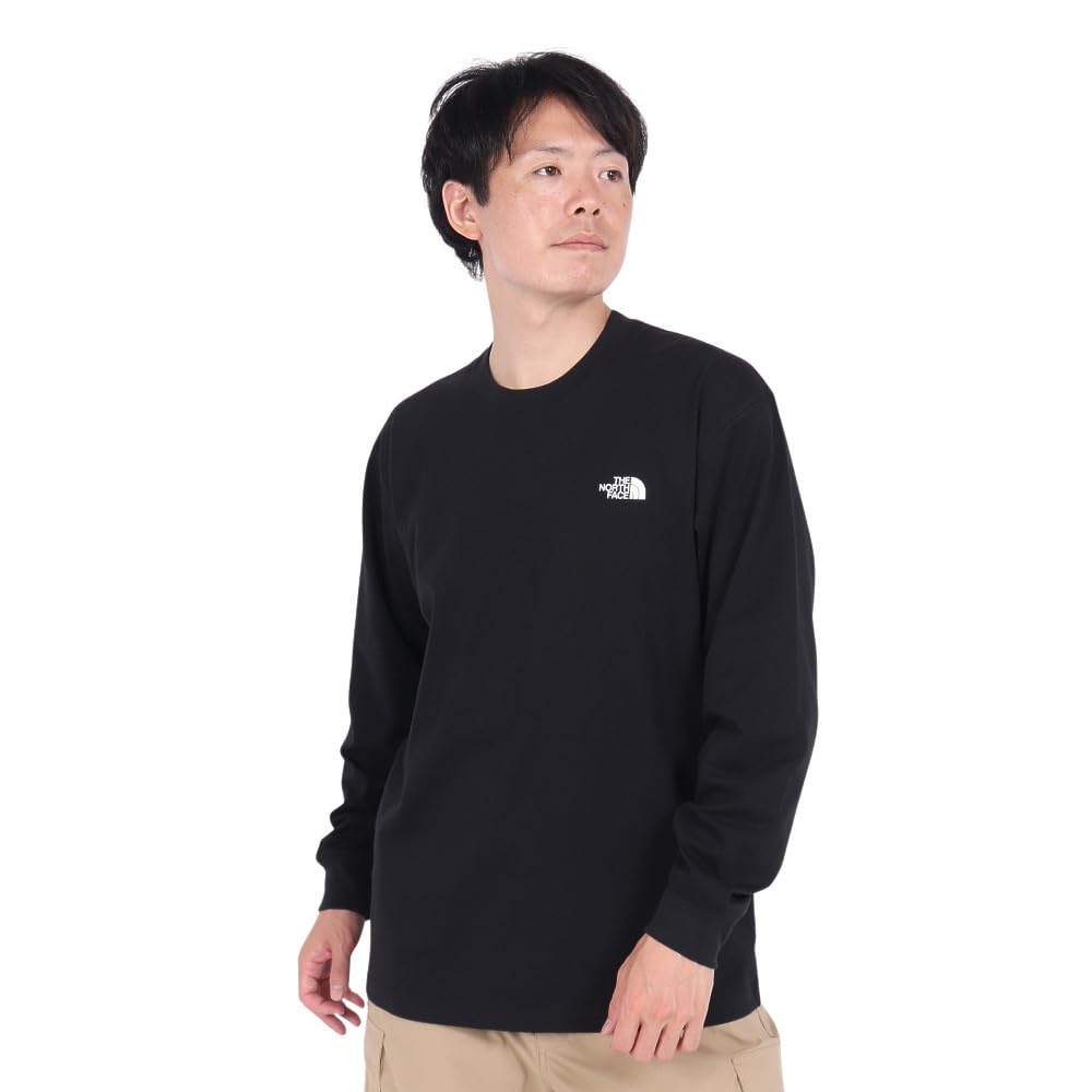 

North Long Sleeve Back Square Logo Tee Unisex Medium Weight UV Protection Black 2 XS [The Face]