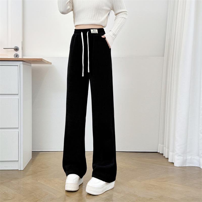 

2025 Plus Size High Waist Fleece-Lined Trousers for Women—Thick, Elastic, Versatile Casual Pants for Chubby Girls 2XL чорний