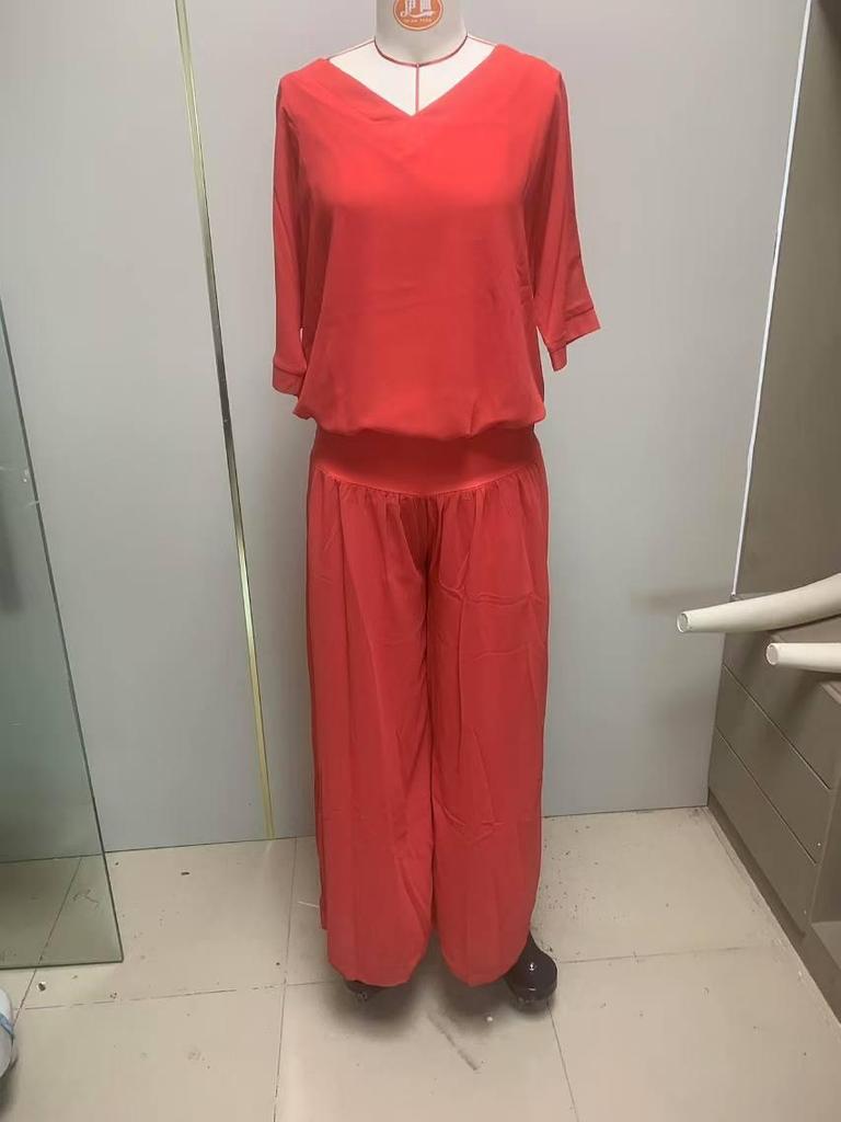 2024 Summer Women's Fashion Solid Color Chiffon Set - Hot Selling European & American Style