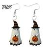 Halloween Earrings Cute Ghost Earrings, with Pumpkin Wizard Hat Decor, Durable Chain Buckle Drop Lightweight Acrylic Pendant Party